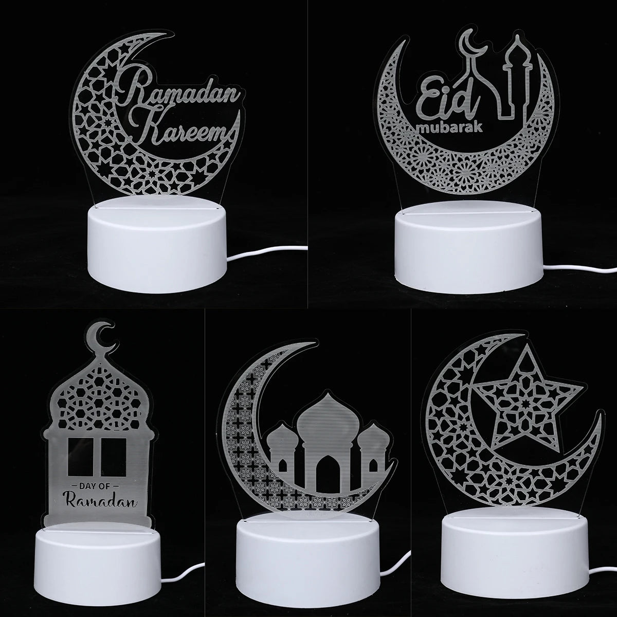 Eid Mubarak 3D LED Lamp – Moon & Star Ramadan Night Light 2026 Home Decoration