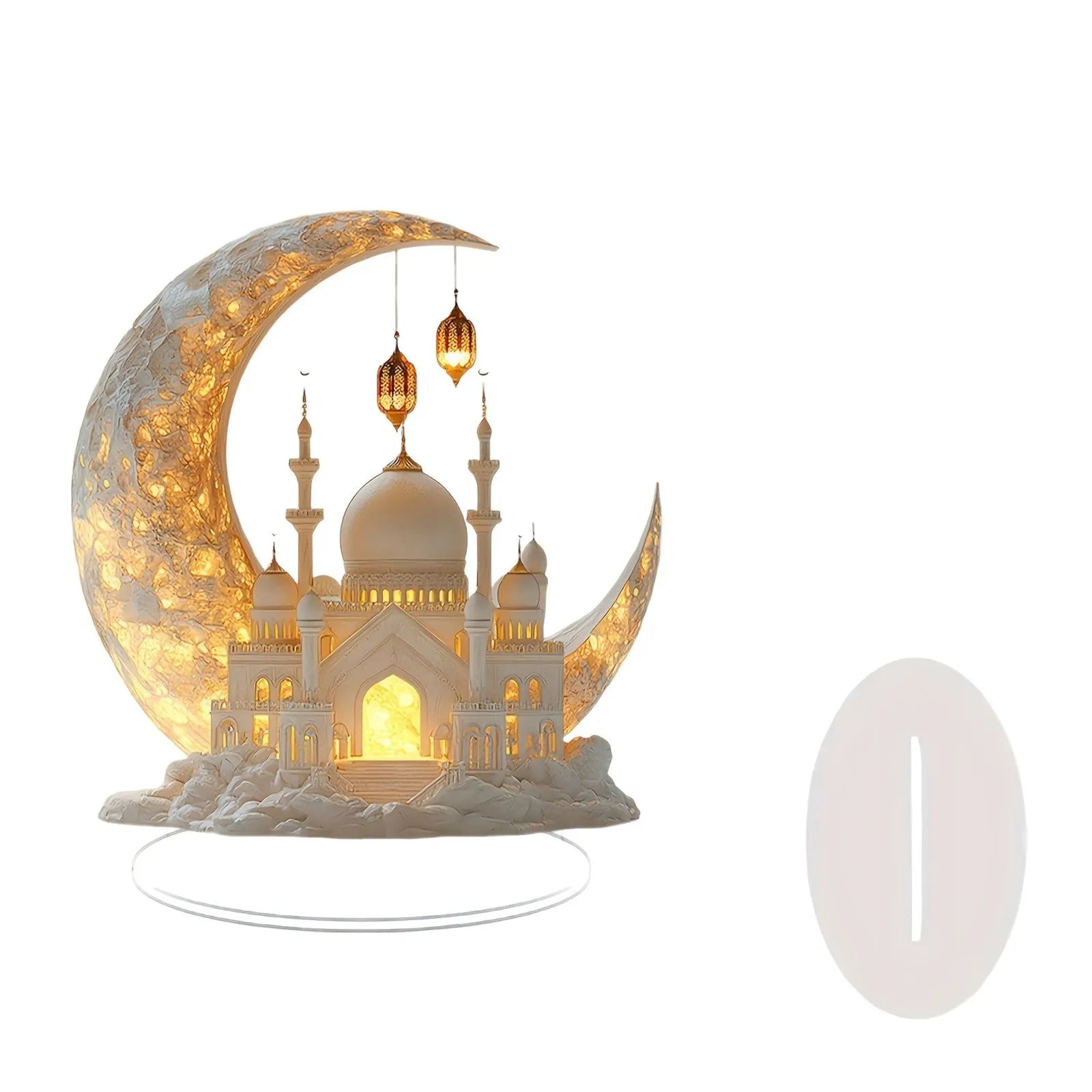 2D Acrylic Crescent Castle Ornament – Ramadan Eid Al-Fitr Mubarak Islamic Table Decoration