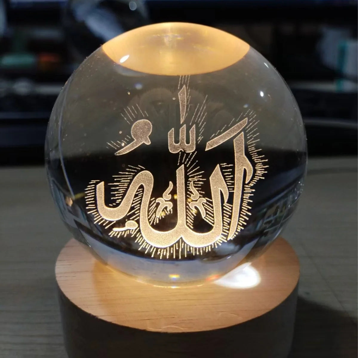 Ramadan 3D Crystal Ball Night Light – Mosque, Castle & Moon Islamic Decoration Ramadan Kareem Gift