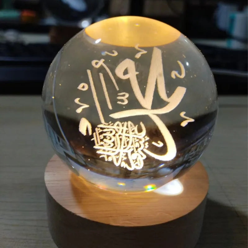 3D Crystal Ball Night Light – Mosque, Castle & Moon Ramadan Decoration Islamic Gift